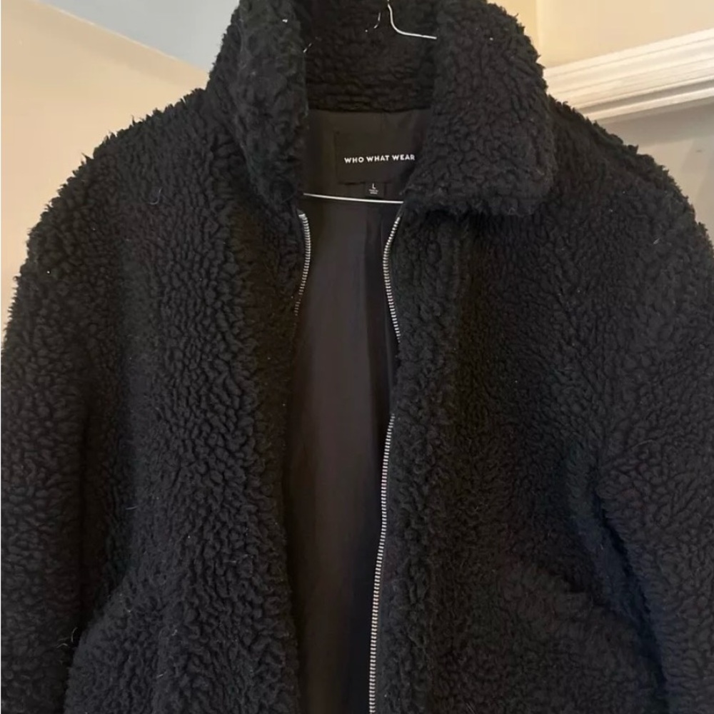 Who What Wear Black Sherpa Jacket